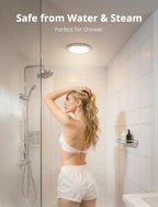Combuh 4-Pack Battery Powered Motion Sensor Light, 7.48" IP44 Waterproof Shower Lamp Without Wiring, Ultra Thin 3 Colors Adhesive Overhead Lightting for Garage, Bedroom, Kitchen, Portable