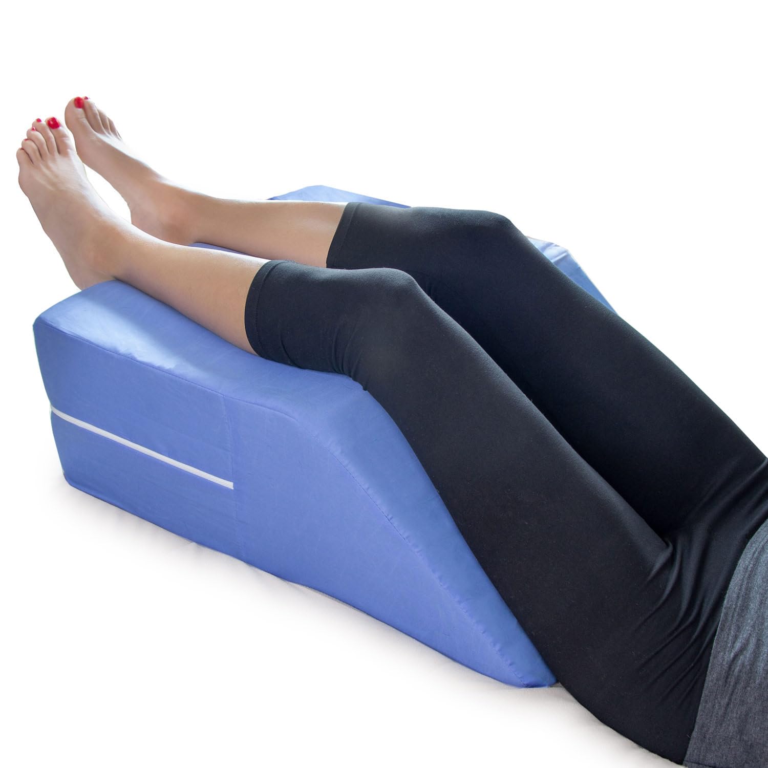 DMI Firm Leg Wedge Pillow for Back Pain Relief (FSA Eligible), High-Density Foam, Bed Wedge Pillow For Legs Elevation, Knee Pain, Post Surgery Pillow, Circulation and Swelling, Pregnancy, Blue
