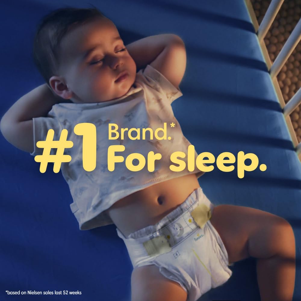 Pampers ZZZ Overnight Diapers, Size 6 (23-44 lbs), 72 Count, Nighttime Protection Disposable Baby Diaper