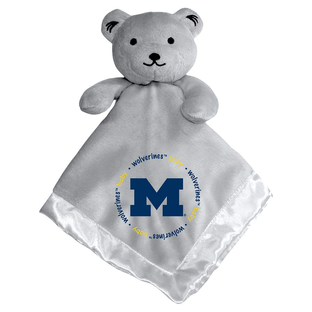 Baby Fanatic Toddler Security Bear Blanket, Michigan Wolverines, Plush Stuffed Animal, Gray