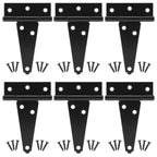 HILLMASTER 4 Inch T-Strap Hinges Heavy Duty Shed Door Hinges Gate Strap Hinges Black Tee Hinge Wrought Gate Hardware Small T Hinges for Wooden Fences,Shutter,Window,Barn,Outdoor Rustproof(6 Pack)