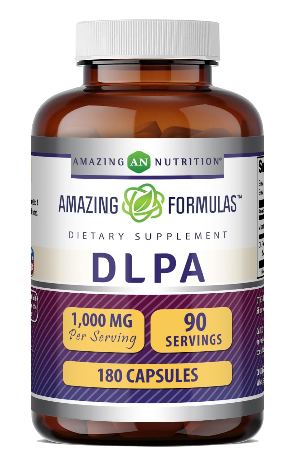 Amazing Formulas DLPA Supplement | DL-Phenylalanine |1000 Mg | Capsules | Non-GMO | Gluten-Free | Made in USA (180 Count)
