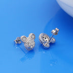 Fashion Women 925 Sterling Silver Stud Earrings Cute AAAA CZ Cubic Zirconia Little Bear Animals Stud Earrings Charming Female Fine Jewelry Gifts