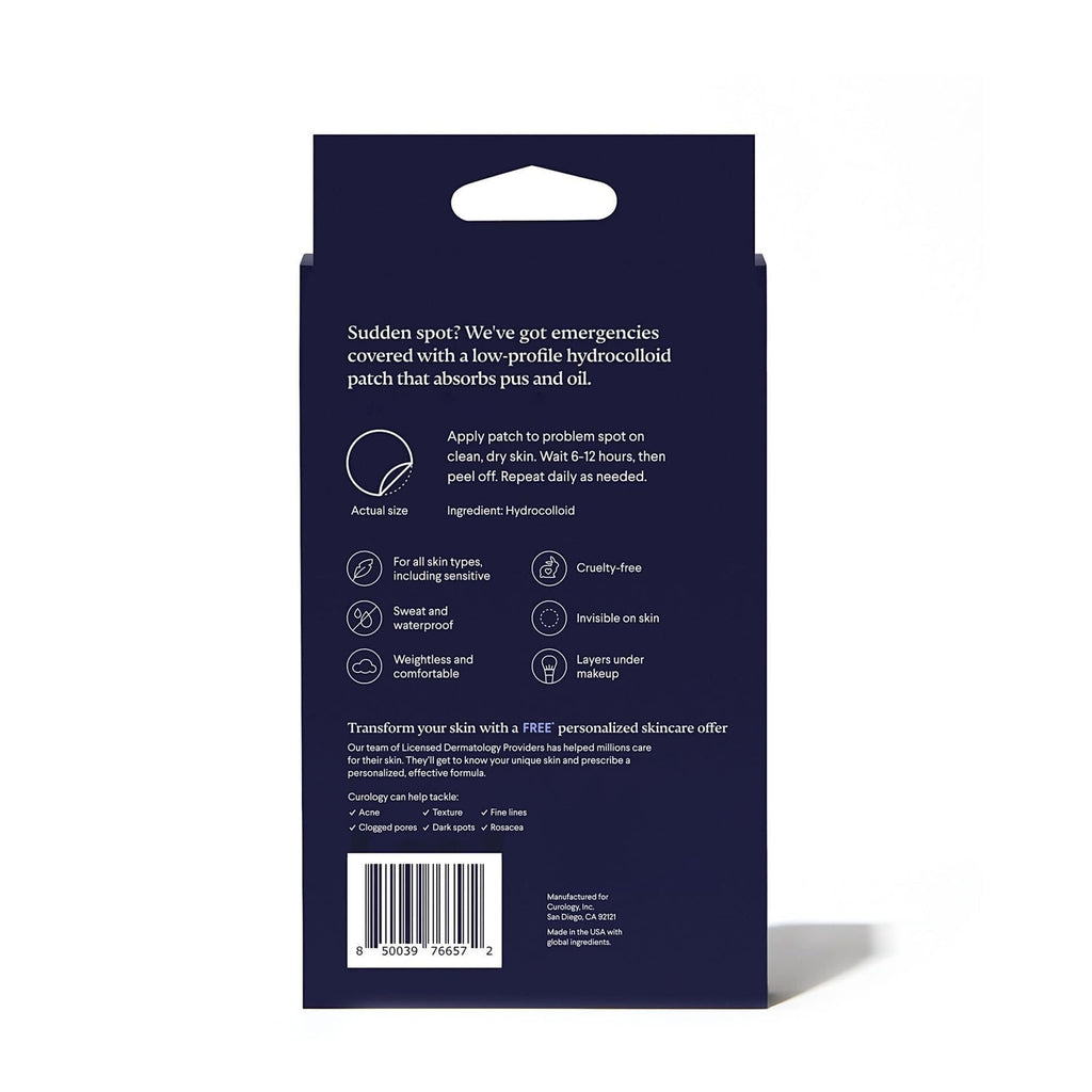 Curology Emergency Spot Pimple Patches for Face, Hydrocolloid Pimple Patches Fast-Acting, 80 Count