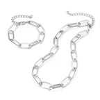 LANE WOODS Chunky Gold Necklace and Bracelet Set for Women, Paperclip Chain