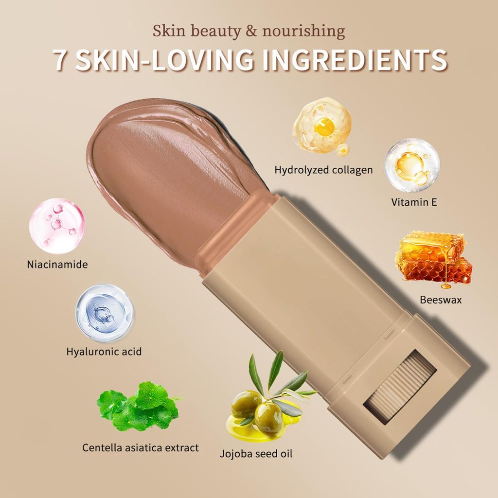 2PCS Beauty Balm Serum Boosted Skin Tint Stick – Face Tint Balm Foundation with Serum Benefits, Buildable Hydrating Coverage, Moisturizing Concealer Stick for Glowing Skin & Flawless Finish (3#, 2)