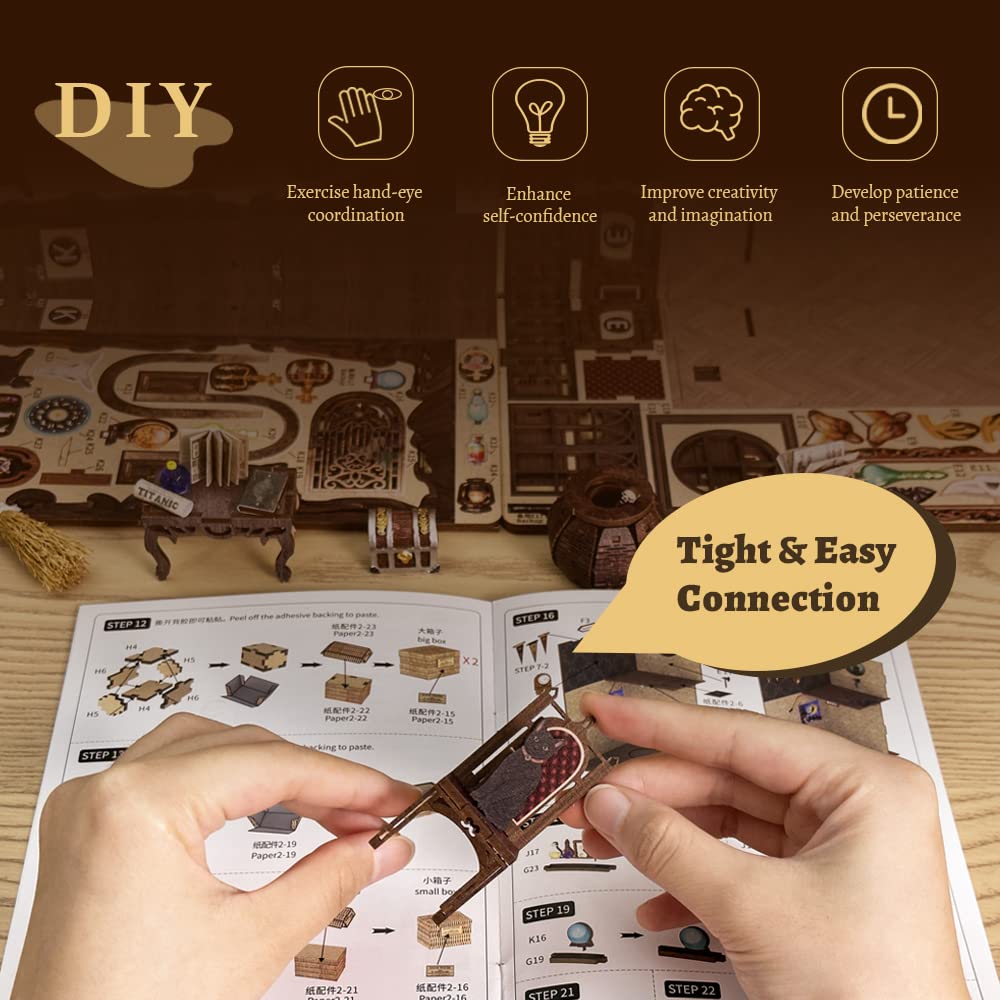 CUTEBEE Book Nook Kit - DIY Miniature House Dollhouse Kit for Adults and Teens, 3D Wooden Puzzle Booknook Build Bookshelf Decor, Gifts for Family and Friends (Magic Pharmacist)