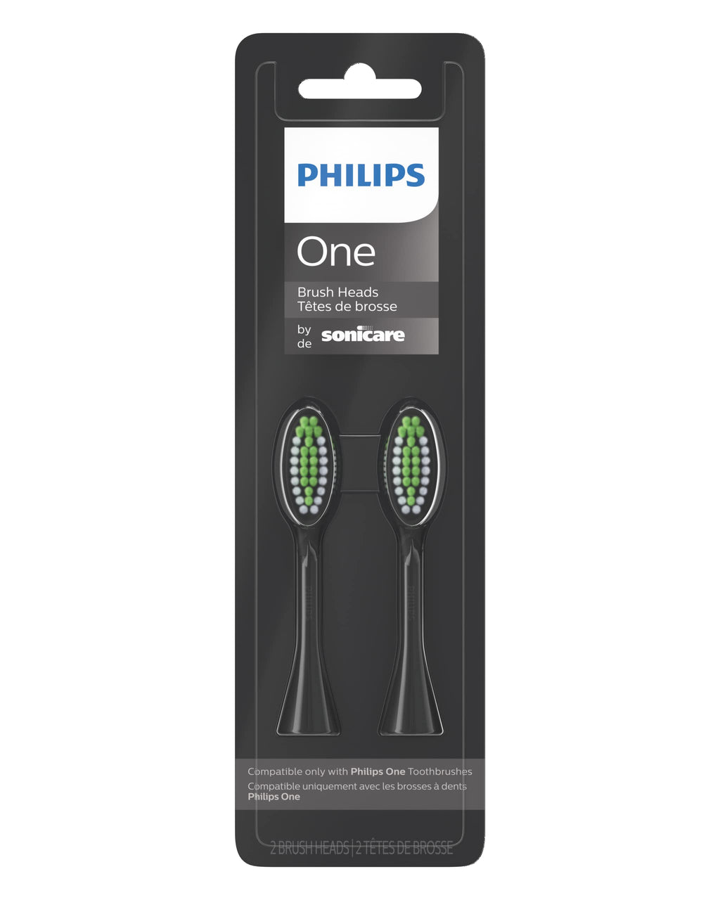 Philips One by Sonicare 2pk Brush Heads, Black BH1022/06
