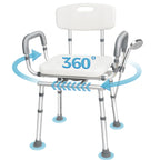 Swivel Shower Chair with Arms and Back, 450lbs Heavy Duty Shower Chair for Elderly and Disabled, Handicap Shower Chairs for Inside Shower Stool & Bath Tub Seat for Adults