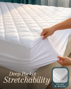 Full Mattress Pad, Quilted Mattress Protector Topper fits 16" Deep Pocket