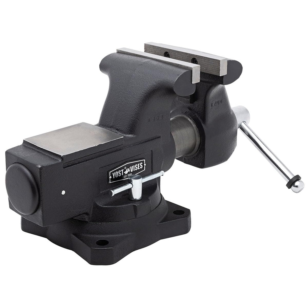 Yost HD650-C Heavy Duty 6-1/2 Inch Mechanics Work Bench Vise | Heavy Duty Woodworking & Metal Work Table with Secure Grip Swivel Base | 60,000 PSI Casting Iron Material with Extra-large Anvil Surface