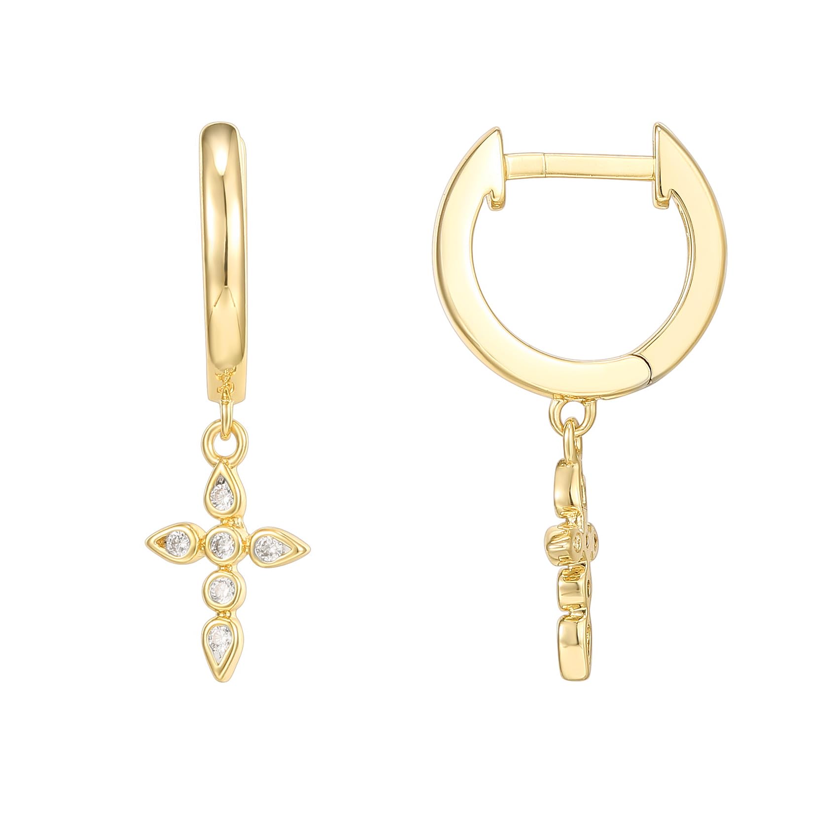 PAVOI Dainty Huggie Earrings, 925 Silver, Yellow Gold, Size 13 Millimeters
