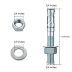 Wensilon 1/4x1-3/4" 50Pcs Inch Standard Fasteners for Heavy-Duty Zinc Wedge Anchors for Cement and Concrete