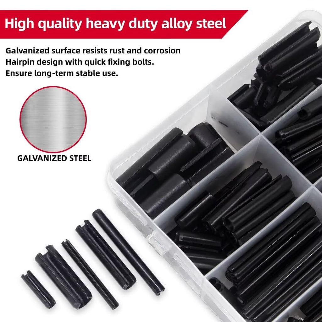 AIMUNOK 326PCS Roll Pin Set - 24 Sizes Spring Dowel Tension Roll Pins - 1/8 1/4 3/8 1/16 5/64 3/32 5/16 5/32 7/32 Split Expansion Pin Assortment Kit for Home Improvement