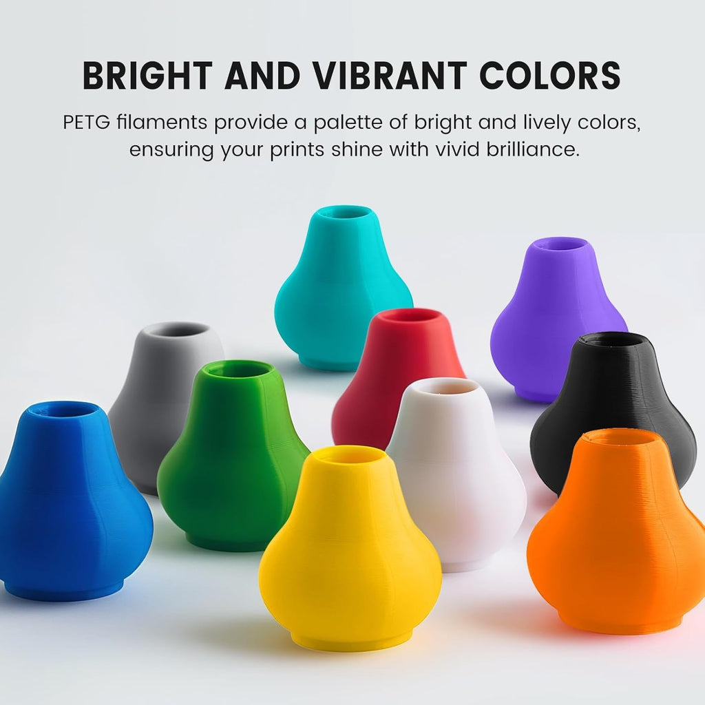 TECBEARS PETG Filament 1.75mm 4KG, 3D Printer Filament Bundle PETG, Strong Toughness, 4 * 1KG(1320M) Filament High Precision, Dimensional Accuracy ±0.02mm,Black+Coffee+Sliver+Olive Green