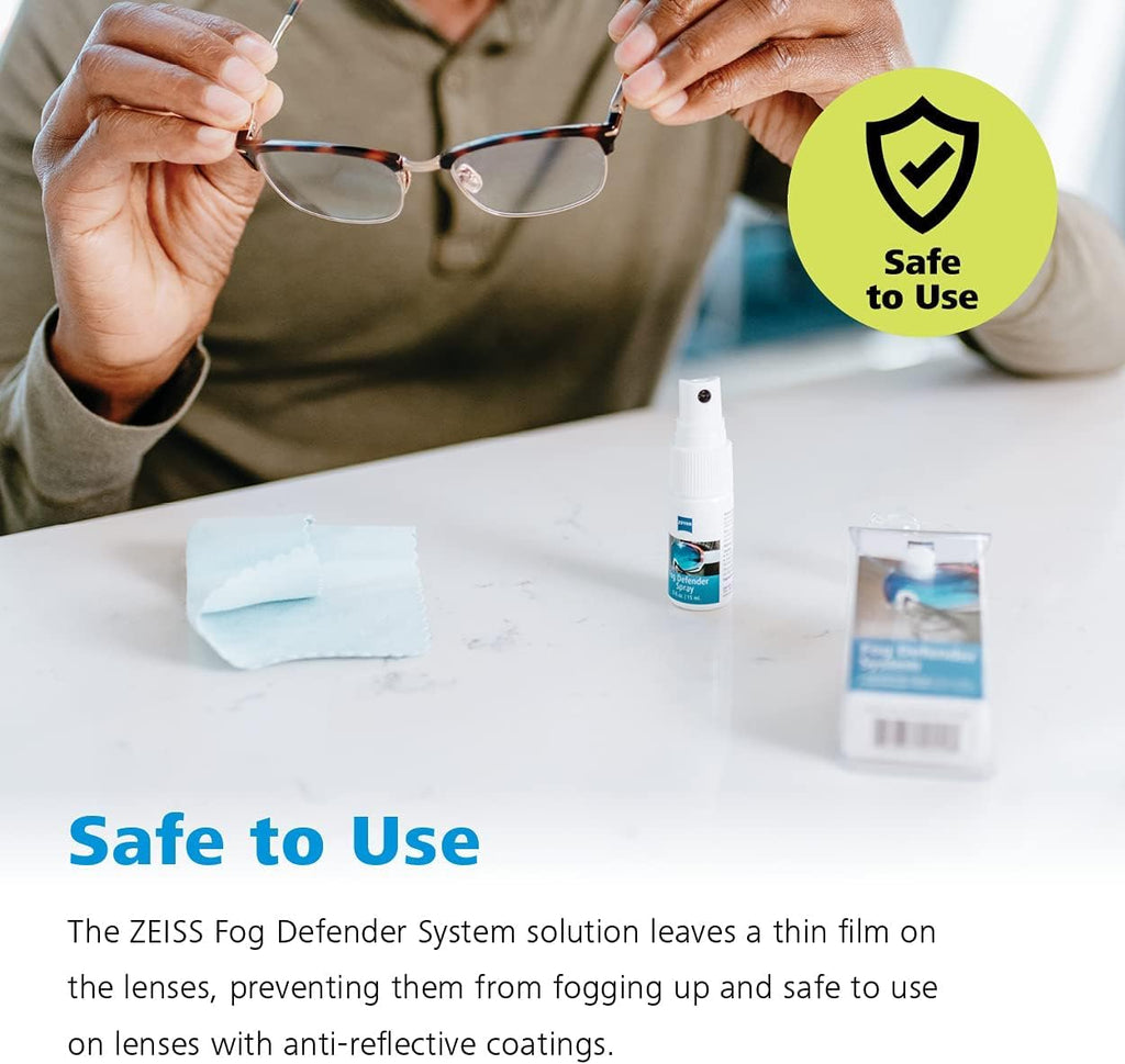 ZEISS Fog Defender System Anti-Fog Kit for Glasses 2 Pack – 2 Spray Bottles and 2 Microfiber Cloths