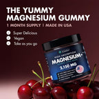 Magnesium Gummies 3in1 - Glycinate, Citrat, Malate 2150 MG High Absorption Supplement, Sugar-Free, Vegan, Chews for Men & Women, Inspired by Wellness Traditions Like Arjuna, 60 Gummies, Cherry Flavor
