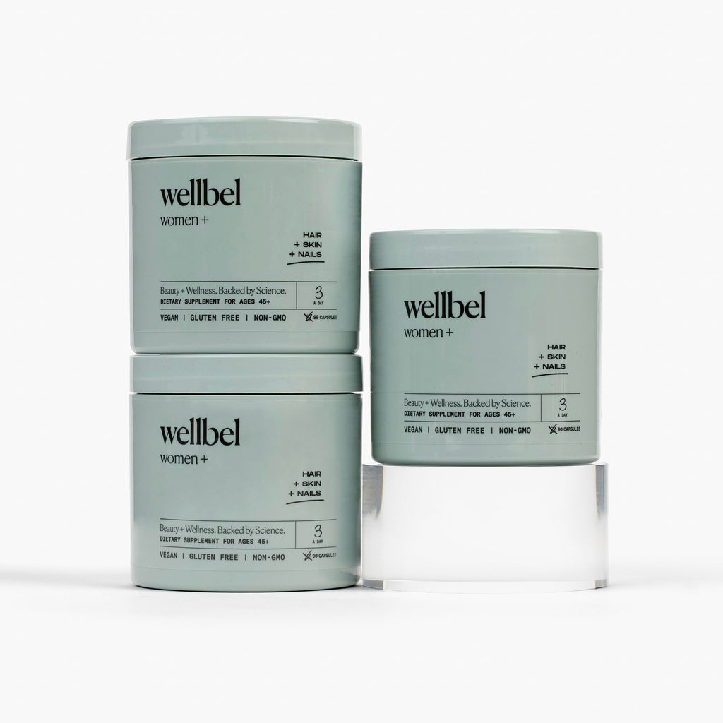 WELLBEL Women + Clean Supplement for Hair, Skin, and Nails, Vegan, Gluten Free, Non GMO 90 Count - 3 Pack