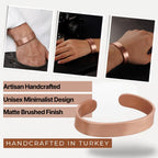 DEMMEX 3mm Thick Solid Copper Bracelet for Men & Women – 100% Pure, Raw, Uncoated Brushed Matte Copper Cuff – No Magnets – Heavy Gauge Thickest of Its Kind – Handmade in Turkey