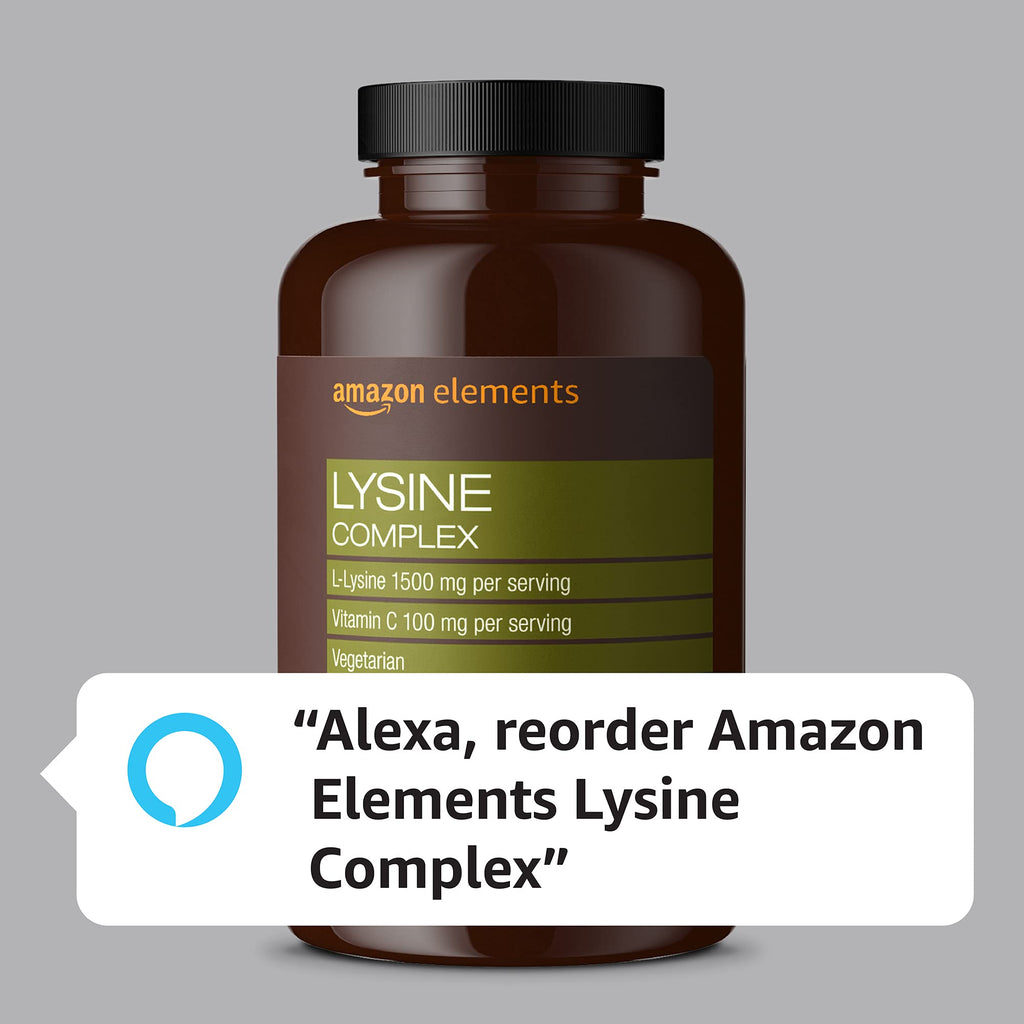 Amazon Elements Lysine Complex, with Vitamin C, Vegetarian, Immune Support, 195 Tablets (Packaging May Vary) (Pack of 2)