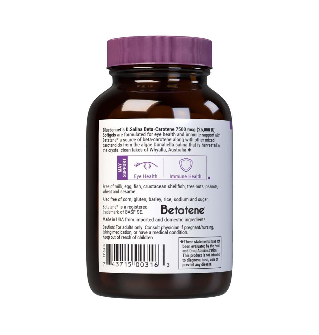 BlueBonnet Mixed Beta-Carotene 25,000 IU (7500 mcg) Eye Vitamins - Vitamin A Supplement D. Salina Algae Beta-Carotene, Lutein & Zeaxanthin for Eye Health & Immune Support - Gluten-Free - 90 Softgels