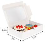 Moretoes 24pcs Bakery Boxes, 12x8x2.5 Inches,Treat Boxes with Window for Chocolate Covered Strawberries, Pastries, Cookies, Desserts, Donuts and Muffins