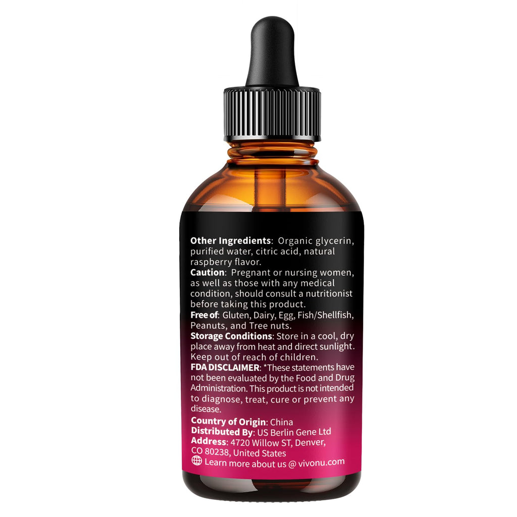 VivoNu Vitamin B Complex Liquid Drops, Methylated Vitamin B12 6000 mcg, B1, B6, B3, B5, B2, Folate, Biotin, Magnesium, Zinc, CoQ10 for Metabolism* & Energy Support, Raspberry Flavor - 3 Bottle