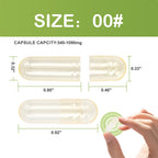 VGTPC Veggie Capsules Empty Size 00 Clear Vegan 1000 Count Empty Capsules Vegetable 00 Pill for DIY Supplement Filling