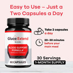Gluco Extend - Gluco Extend Capsules Supports Healthy Levels All Natural Ingredients, GlucoExtend Pills Maximum Strength, Glucoextend Advanced Supplement Formula, 60 Capsules for 1 Month