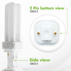 KOR - (4 Pack 13 Watt Double Tube - 2 Pin (GX23-2) Base - 3500K CFL-Plug-in Replacement for Sylvania 21117/20691 - CF13DD/827/ECO - GE 97588 - F13DBX23/835/ECO - Philips 383125 PL-C13W/35/USA/ALTO.
