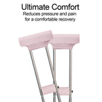 Underarm Crutch's Pad and Hand Grip Covers Universal Forearm Handle Padded Cushion Sets Accessories for Crutches Pads for Armpits (Pink)