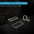 Gyykzz 2 Step Stool with Handle, Upgrade Heavy Duty Stepping Stool with 5 Legs, Step Stool for High Beds with Adjustable Handle and Non-Slip Platform for High Beds/Bathtub/Kitchen