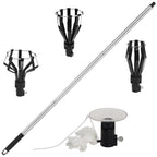 Femitu 12FT Light Bulb Changer for High Ceilings, Aluminum Extension Pole with Suction Cup & 3 Cage Attachments, Light Bulb Removal Tools for Recessed Lights and Standard Bulbs