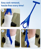 Osanchan Sock Aids for Putting On Socks, No Bending Flexible Sock Aid Device with Shoe Horn Long-Handle Back Scratcher for Seniors/Disabled, Easy On and Off Sock Helpers (Basic)