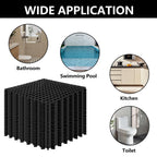 30 Pack Drainage Interlocking Tiles, 12"x12" Modular Interlocking Floor Tiles with 1 Pc Plastic Hammer Non Slip Rubber Floor mat with Holes for Pool Bathroom Deck Kitchen Patio (30, Black)