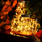 yeuago 12 Pack Solar Mason Jar Lid Lights - 30 LED Firefly Fairy String Lights, Waterproof Outdoor Solar Lights with Hangers for Regular Mouth Jars (No Jars Included)