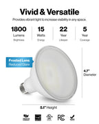 Sunco Outdoor Flood Light Bulbs, PAR38 LED Flood Lights Waterproof, 1800 LM, 15W (150W Equivalent), 5000K Daylight, Dimmable, E26 Base, Wet Rated, for Porch Landscape Driveway Garage Yard, UL 2 Pack.