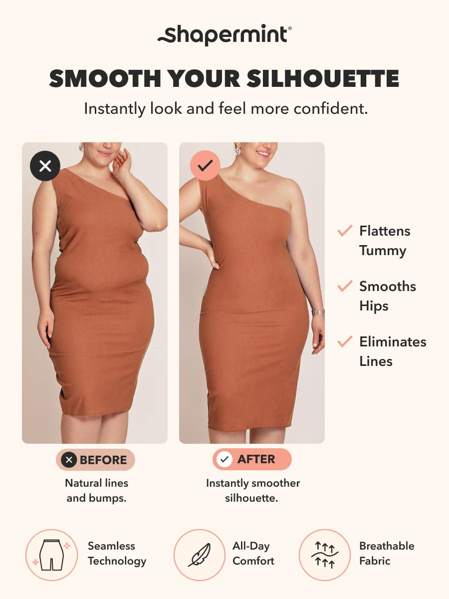 SHAPERMINT High Waisted Shapewear Shorts, Tummy Control Under Dress S-4XL
