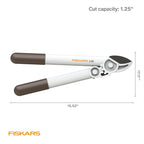 Fiskars 16" PowerGear Garden Anvil Loppers, 1.25" Cut Capacity, White