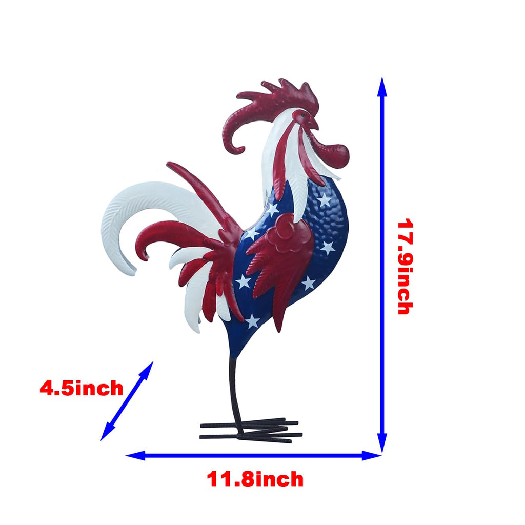 BAENRCY Metal Rooster Statues Waterproof Chicken Sculpture Metal Garden Deco Outdoor Yard Ornament for Patio Lawn Backyard