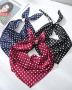 AWAYTR 3Pcs Hair Bandanas Head Kerchief for Women Girls Tie-Back Boho Hair Scarf Headband Bandana Triangle Head Scarf (Polka Dot - Red/Black/Dark Blue)