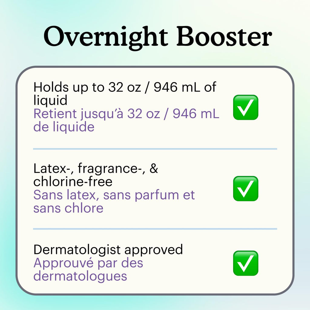 Because Overnight Incontinence Booster Pads for Men and Women, Adds 4 Cups Extra Absorbency to Adult Diapers, Super Soft, Adhesive Strip Backing, Unisex, 20 Count