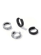 ChicSilver 925 Sterling Silver Black Hoop Earrings Celtic Knot Men Earring