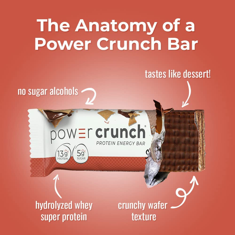 Power Crunch Protein Wafer Bars, High Protein Snacks with Delicious Taste, S'Mores, 1.4 Ounce (Pack of 24)