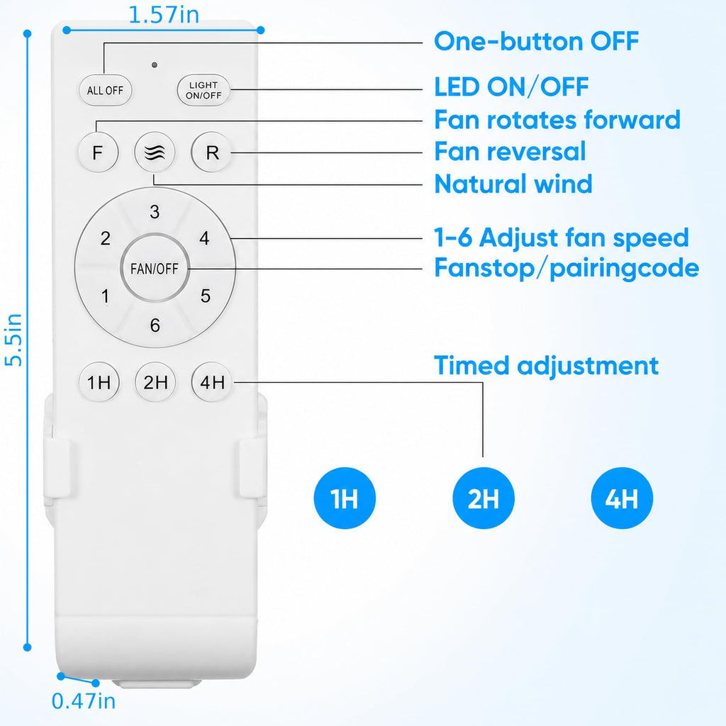 uaelua Universal Ceiling Fan Remote Control Kit Replacement, 6-Speed & Timing, Remote Replacement for 24V DC Ceiling Fan Light
