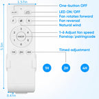 uaelua Universal Ceiling Fan Remote Control Kit Replacement, 6-Speed & Timing, Remote Replacement for 24V DC Ceiling Fan Light