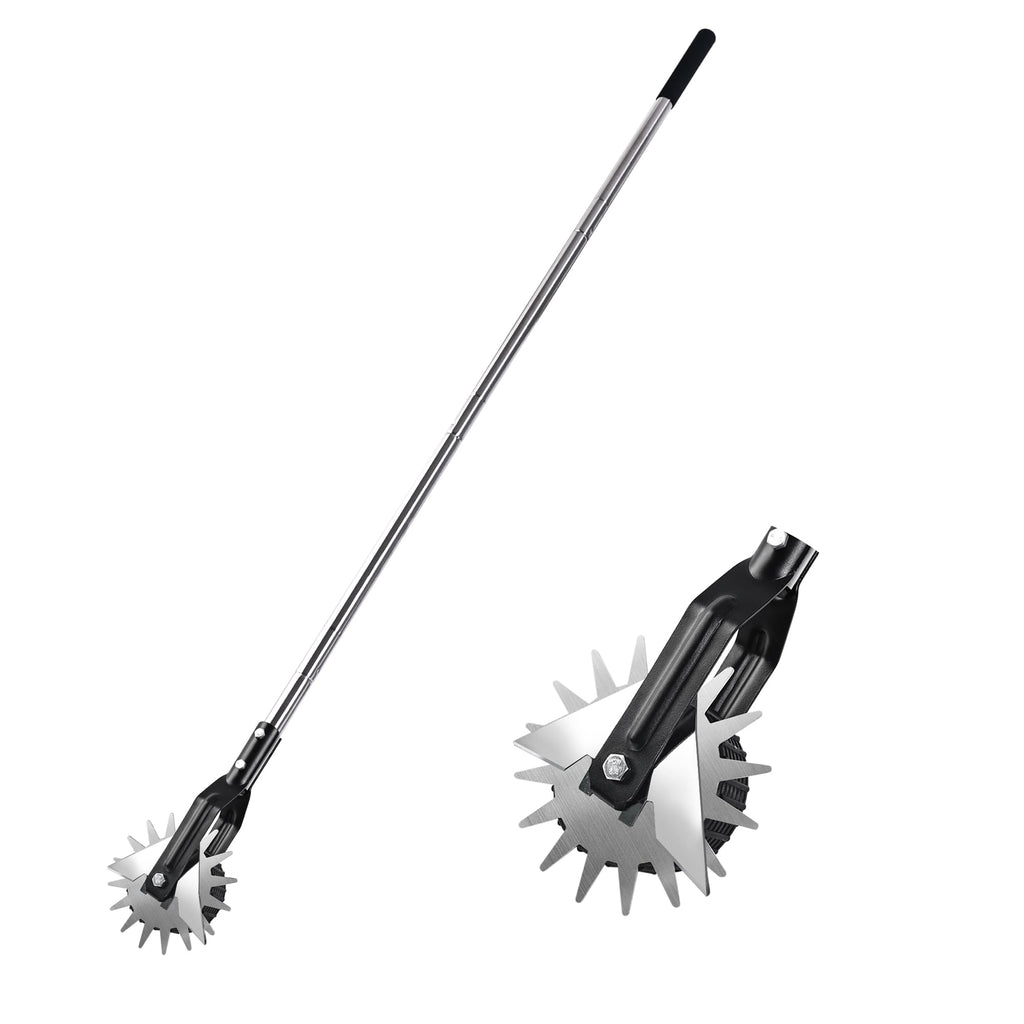 BARAYSTUS Wheel Rotary Edger Lawn Tool, Grass Edge Trimmer, Sidewalk Manual Lawn Edger, Strong 3 Sections Stainless Steel Handle with Cushion Grip, 58.3-Inch