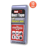 RediTape Travel Size Pocket Duct Tape 10-Pack | 1.88 inches x 5 Yards per Flat Pack (10-Pack, Silver)