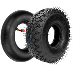 FVRITO Set of Two 4.10/3.50-4 4.10-4 410-4 Tire and Inner Tube with Bent Valve Stem Replacement for Lawn Mower Hand Truck Wheelbarrow Trailers Dollies Wagon Snowblower Compressor Generator Go kart