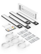 12" Under Cabinet Lighting Wireless, Remote, Motion Sensor, 4Pack, Black